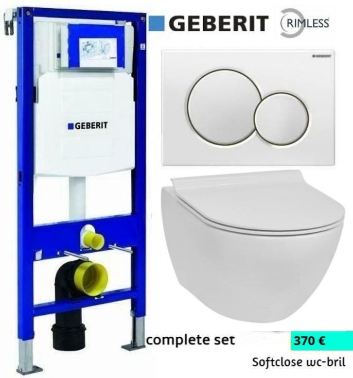 Geberit UP320 Toiletset / Rimless / Softclose WC-bril / Wit, Doe-het-zelf en Bouw, Sanitair, Nieuw, Toilet, Ophalen of Verzenden