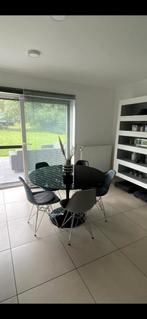 table tulipe en verre noir, Ophalen, Gebruikt, Glas