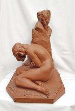 Imposante statue de nu avec un satyre (60 cm)., Antiquités & Art, Enlèvement