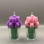 Tulpen Geurkaarsen in Glas, Overige materialen, Overige kleuren, Nieuw, Ophalen of Verzenden