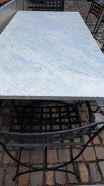 Smeedijzeren tuinset met granieten blad., Tuin en Terras, Ophalen, Zo goed als nieuw