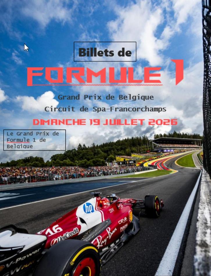2 Billets pour la Formule 1 en Belgique dimanche 19 juillet, Tickets en Kaartjes, Sport | Overige, Twee personen, Juli