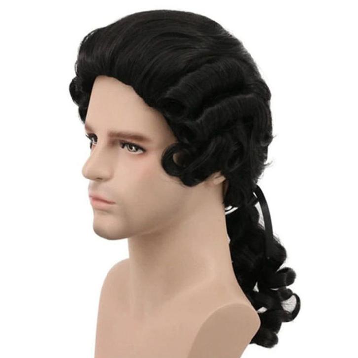Historische Barok Lakei Judge pruik met staartje zwart, Handtassen en Accessoires, Uiterlijk | Haarverzorging, Nieuw, Pruik of Haarverlenging