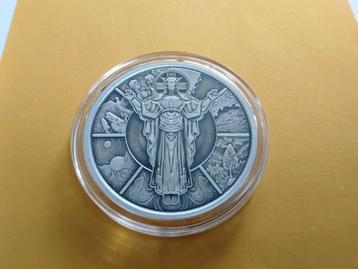 JESUS THE CREATOR ANTIQUE FINISH ZILVER 1 OUNCE UNIEK  beschikbaar voor biedingen