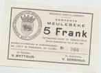 Gemeente Meulebeke 5 FRANK 1940, Los biljet, Ophalen of Verzenden, België