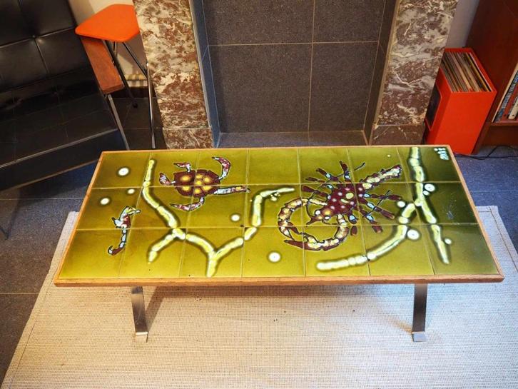 Vintage keramiek salontafel, design door Adri, 1960s, Huis en Inrichting, Tafels | Salontafels, Gebruikt, Minder dan 50 cm, Minder dan 50 cm