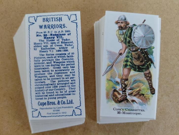 British Warriors 55 BC-AD 1855 complete set 50 chromos REPRO, Verzamelen, Foto's en Prenten, Prent, Overige onderwerpen, 1980 tot heden