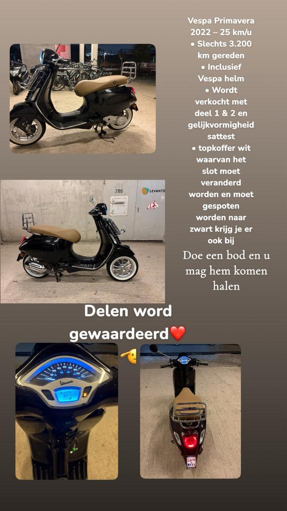 Vespa primavera 2022 slechts 3250 km, Fietsen en Brommers, Scooters | Vespa, Zo goed als nieuw, Overige modellen, Klasse A (25 km/u)