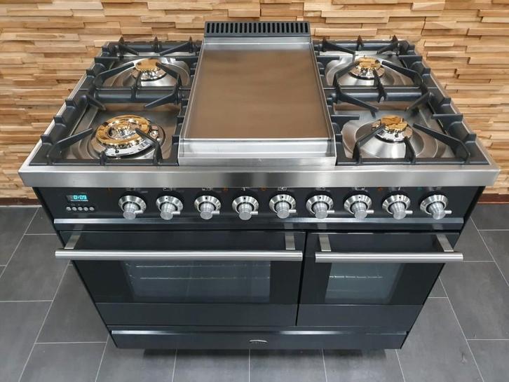 🔥Luxe Boretti Fornuis 90cm antraciet + rvs GASOVEN frytop, Elektronische apparatuur, Fornuizen, Zo goed als nieuw, Vrijstaand