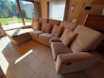 Hoeksalon zetel met elektrische relax en longchair, Ophalen, Gebruikt, Stof