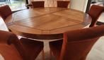 Grote ronde teak tafel 180 diameter voor 8pers., Huis en Inrichting, Ophalen, Gebruikt