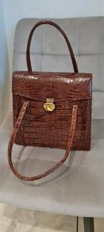 Sac à main croco en cuir véritable., Enlèvement, Sac à main