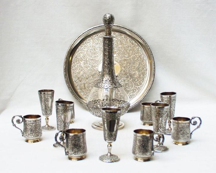 Service à liqueur en argent LADOUCETTE & GAVARD, Antiquités & Art, Antiquités | Argent & Or, Argent, Enlèvement ou Envoi