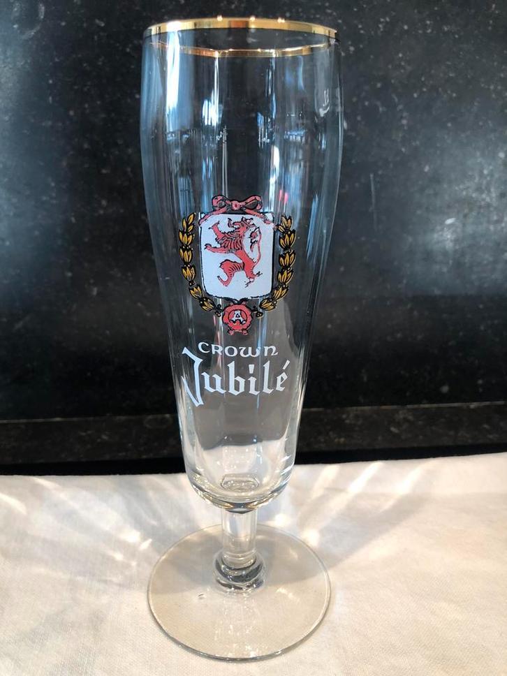 cristal alken geëmailleerd & gefacetteerd glas Jubilé nr 3, Verzamelen, Biermerken, Gebruikt, Glas of Glazen, Overige merken, Ophalen of Verzenden