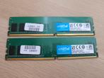 2 cruciale 8 GB DDR4 2400 MHz UDIMM RAM-sticks - 16 GB a, DDR4, Ophalen of Verzenden, Zo goed als nieuw, Desktop