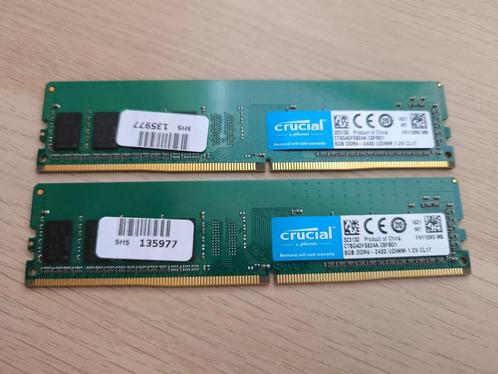 2 cruciale 8 GB DDR4 2400 MHz UDIMM RAM-sticks - 16 GB a, Computers en Software, RAM geheugen, Zo goed als nieuw, Desktop, 16 GB