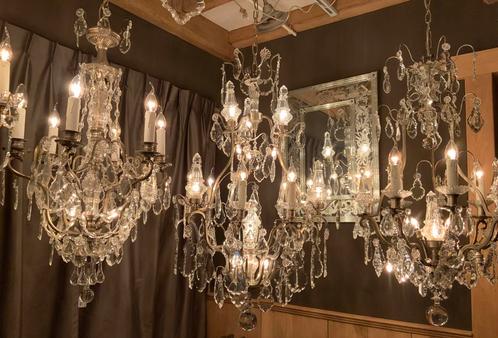 Franse Kroonluchters in zilverkleurige patine !!!, Antiek en Kunst, Antiek | Verlichting, Ophalen