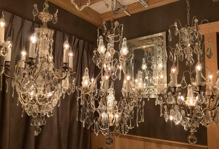 Franse Kroonluchters in zilverkleurige patine !!!, Antiek en Kunst, Antiek | Verlichting, Ophalen