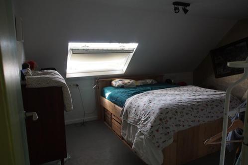 Bed steigerhout met kistjes 160x200cm, Maison & Meubles, Chambre à coucher | Lits, Comme neuf, Deux personnes, 160 cm, 200 cm