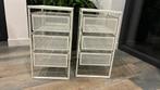 2 Witte draadmand kastjes met 3 schuifjes en wieltjes, Enlèvement, Comme neuf