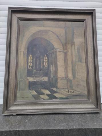 huile sur panneau interieur d eglise signe gustave helinck beschikbaar voor biedingen