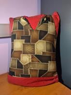 Bruine top met patchwork maat 2 (M), Kleding | Dames, Topjes, Ophalen, Gedragen, Bruin, Zonder mouw