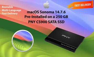 macOS Sonoma 14.7.6 Voor-Geïnstalleerde PNY SSD 250 GB OS X beschikbaar voor biedingen