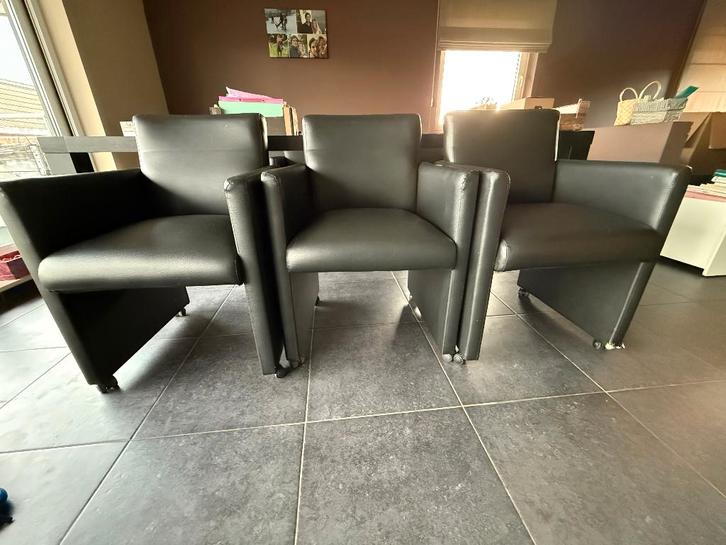 6 Eetkamer stoelen/zetels op wielen, Huis en Inrichting, Stoelen, Gebruikt, Vijf, Zes of meer stoelen, Zwart, Ophalen