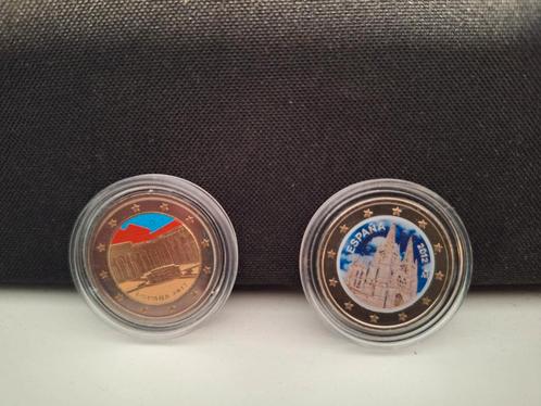 gekleurde 2 euro munten van Spanje 2012 en 2011, Postzegels en Munten, Munten en Bankbiljetten | Verzamelingen, Munten, Ophalen of Verzenden