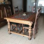 Vintage eiken antiek eettafel + 6 stoelen, Ophalen