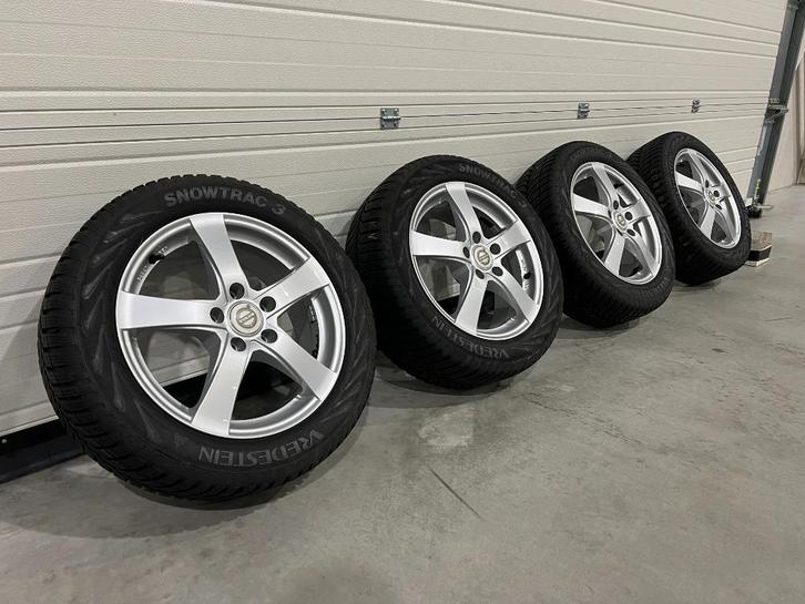 4x 16" velgen + Vredestein winterbanden 205/55 R16 91H M&S, Auto-onderdelen, Banden en Velgen, Band(en), Winterbanden, 16 inch