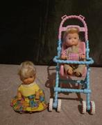 2 popjes en buggy zoals Barbie, Kinderen en Baby's, Ophalen of Verzenden, Gebruikt, Barbie