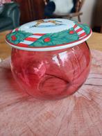 Kerst/ glas bewaarpot met porselein deksel, Ophalen of Verzenden
