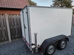 Gesloten aanhanger 750kg 1,25x2,50 met uitbouw voor motor, Ophalen, Zo goed als nieuw