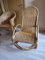 Schommelstoel van bamboe, rotan, riet (rocking chair), Ophalen, Gebruikt, Bruin, Past in diverse interieurstijlen