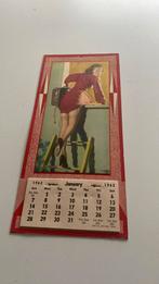 Ancien calendrier pin-up 1962 lithographie USA, Collections, Enlèvement ou Envoi, Panneau publicitaire