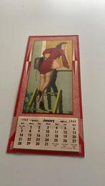 Ancien calendrier pin-up 1962 lithographie USA, Enlèvement ou Envoi, Panneau publicitaire