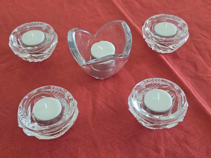 Cinq supports T'licht en cristal, état neuf, jamais utilisés, Maison & Meubles, Accessoires pour la Maison | Bougeoirs & Bougies