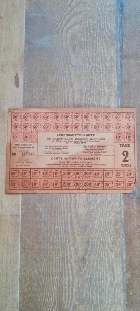 carte ravitaillement Wehrmacht, Allemagne 2WW, Verzamelen, Militaria | Tweede Wereldoorlog, Verzenden