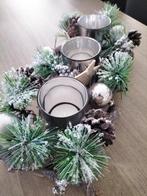 Kersttafel decoratie met 3 theelichthouders 30x15cm, Diversen, Ophalen of Verzenden, Zo goed als nieuw