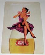 STELLA ARTOIS : Metalen Bord Stella Artois Bier Pin Up Girl, Verzamelen, Biermerken, Verzenden, Nieuw, Reclamebord, Plaat of Schild