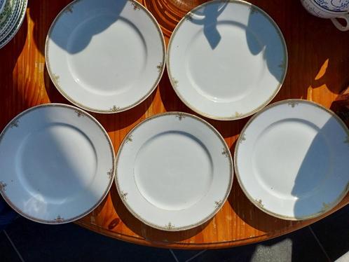 5 assiettes anciennes à dessert en porcelaine blanches avec, Antiquités & Art, Antiquités | Porcelaine, Enlèvement ou Envoi