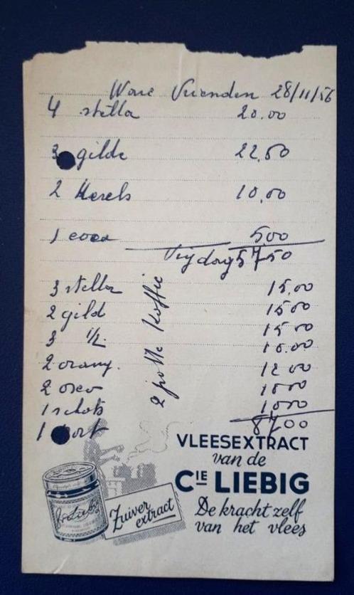 Blaadje van notablok met reclame voor Cie. Liebig, Verzamelen, Merken en Reclamevoorwerpen, Gebruikt, Gebruiksvoorwerp, Ophalen of Verzenden