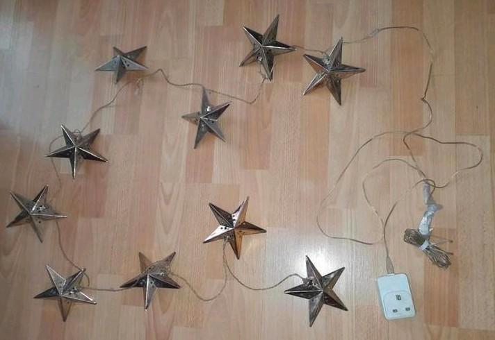 Ancienne guirlande lumineuse étoiles argentées, Divers, Noël, Utilisé, Enlèvement ou Envoi