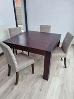 Tafel met 4 stoelen, Huis en Inrichting, Tafels | Eettafels, Ophalen, Gebruikt, Vierkant, VNU