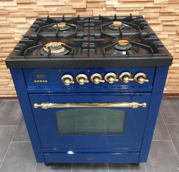 🔥Luxe Fornuis Boretti 70cm konings blauw + messing 4 pits beschikbaar voor biedingen