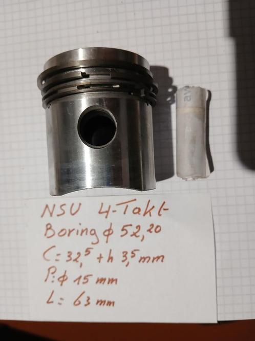 Zuiger 4-Takt dia. 52.5mm voor NSU, Motoren, Onderdelen | Oldtimers, Nieuw, Ophalen of Verzenden
