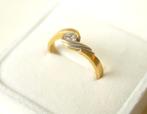Solitairring 18KT goud/witgoud, briljante diamant 0.2 kt, 18 tot 19, Verzenden, Zo goed als nieuw, Met edelsteen