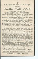 Karel Van Looy 1847-1937 Herselt  Boswachter Pr. de Mérode, Verzamelen, Bidprentjes en Rouwkaarten, Ophalen of Verzenden, Rouwkaart