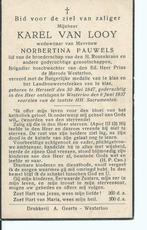 Karel Van Looy 1847-1937 Herselt  Boswachter Pr. de Mérode, Carte de condoléances, Enlèvement ou Envoi